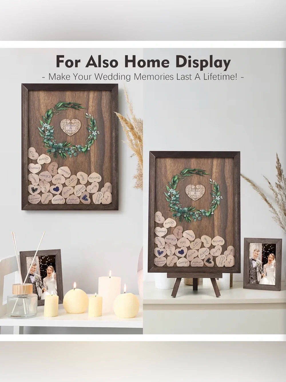 Wedding Guest Book Alternative Drop Top Frame Heart Drop Wood Guest Book